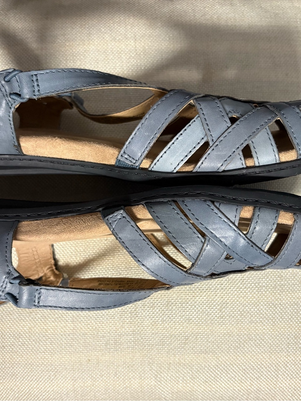 New Earth Light Blue Leather Strappy Comfort Sandals New Sz 8 1/2